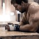 CrossFit athlete Alexandre Caron dripping sweat after a WOD workout