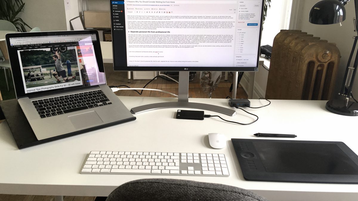Photographer office laptop computer monitor tablet