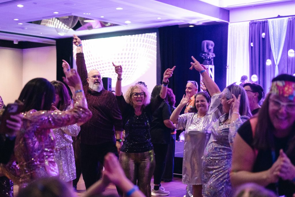 Happy participants at a cocktail party