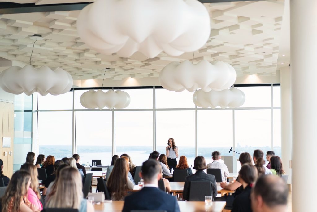 Prestigious conference in luminous room